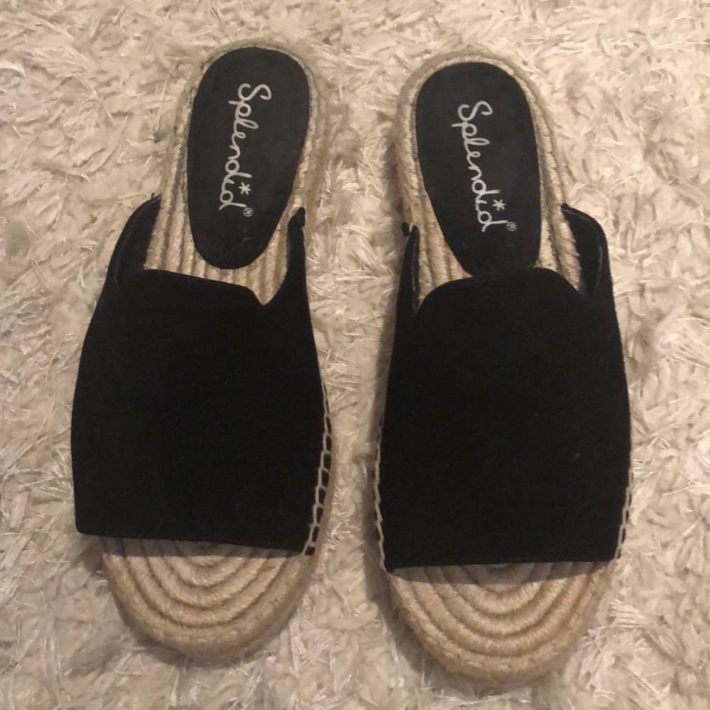 Splendid espadrille slip ons.  black suede. Size 8